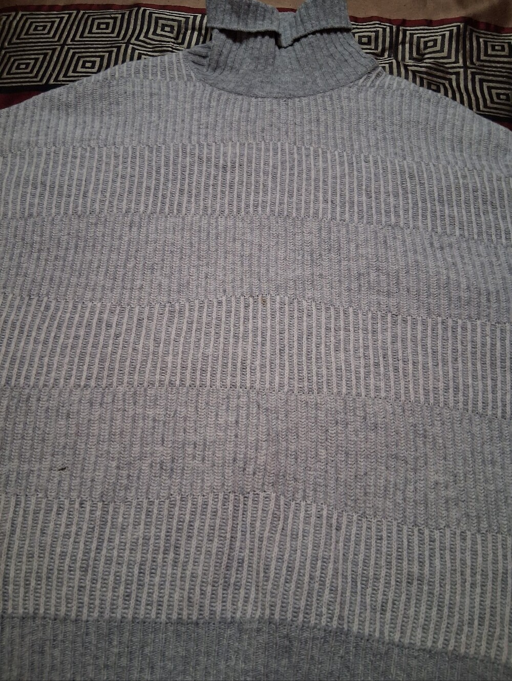 Barbour Gray Ribbed Cowl Neck Poncho Sweater, Wool Blend, Small - Picture 6 of 9